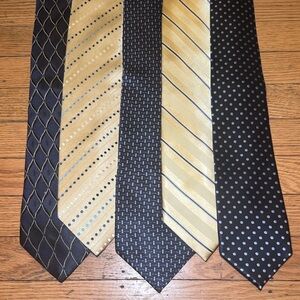 Men's Tie Collection - Five ties in Navy Blue and Yellow Hues